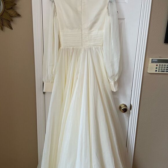 Bridess Ivory Women’s Sheer Long Formal Dress Long Split Sleeves Size 10 - Picture 14 of 16